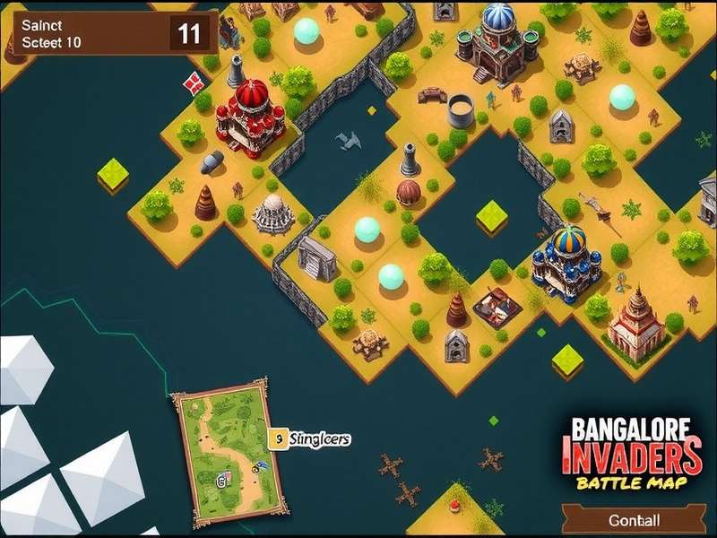 Detailed battle map showing Karnataka region Bangalore Invaders Battle Map